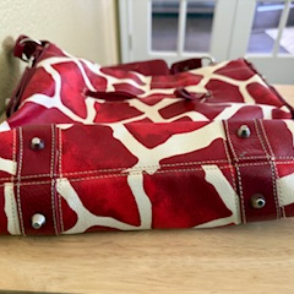 Dooney & Bourke Red/White Zebra Print Leather Shoulder Bag - Picture 7 of 10